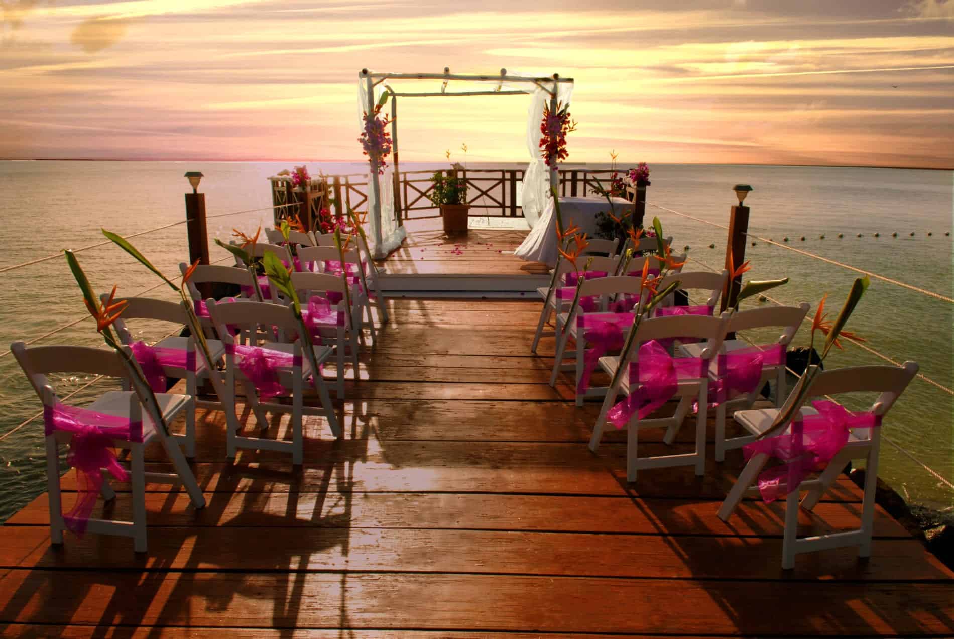 Destination wedding at sunset