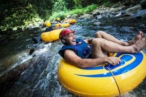 River tubing while on holiday in Grenada
