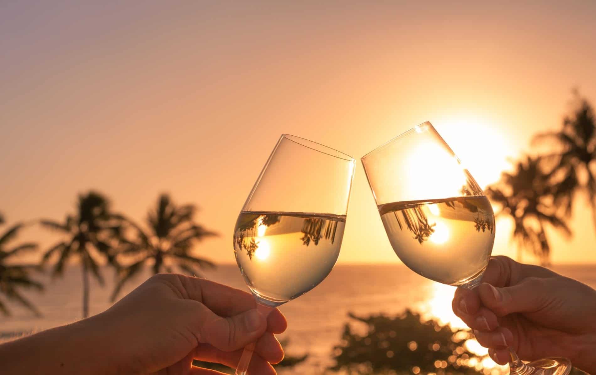 Luxury Sunset in the Caribbean with champagne