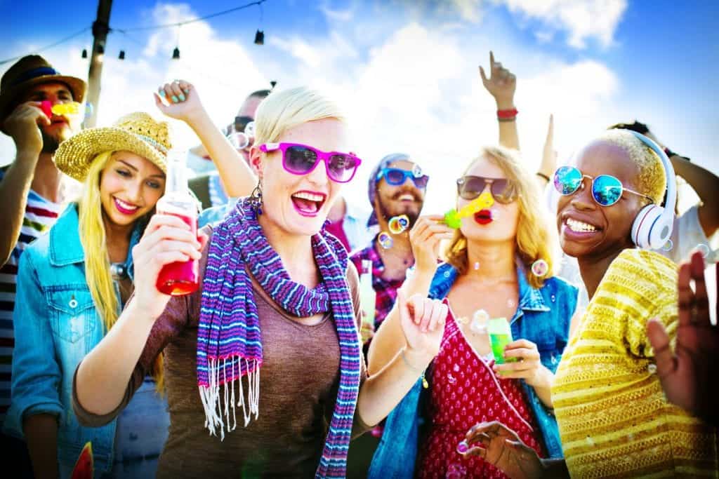 Group of peope on a party holiday